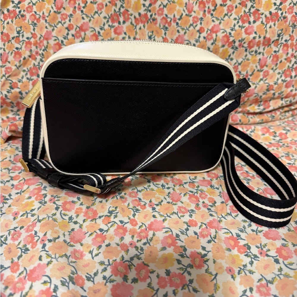 kate spade Black and White Striped-strap Crossbody Camera Bag - Picture 2 of 5